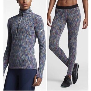 Nike Hyperwarm Rainbow Quarter Zip Pullover And Leggings Set Size Small